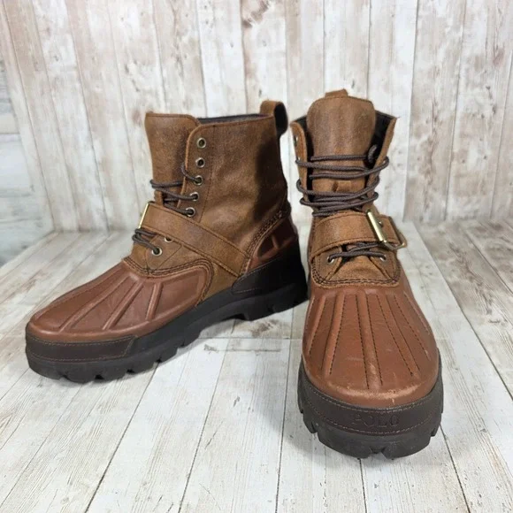 Polo Ralph Lauren‎ Oslo High BT WP Duck Boots Mens Brown Leather Size 8D